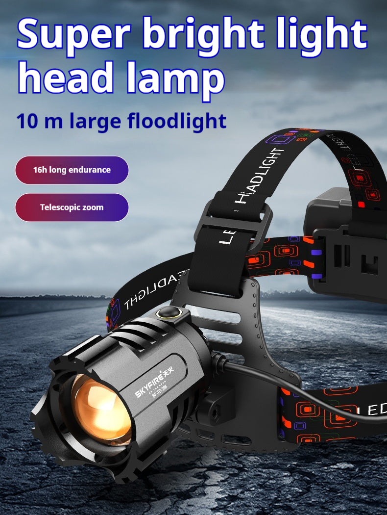 Skyfire head mounted super bright headlamp outdoor strong light zoom丨SF-TD-398